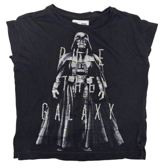 Gap Star Wars Slits Girl Tee 40th Anniversary Edition Kids Sz Small (6-7) Black - Picture 1 of 8